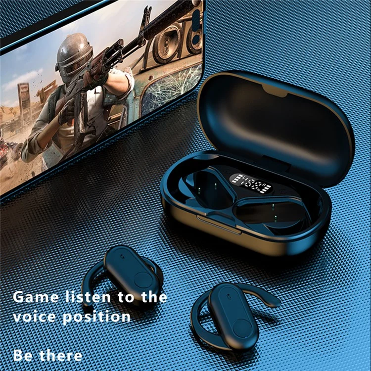 T20 OWS Bluetooth-compatible Earphones Noise Reduction Rotary Ear Hook Wireless Earbuds - Black