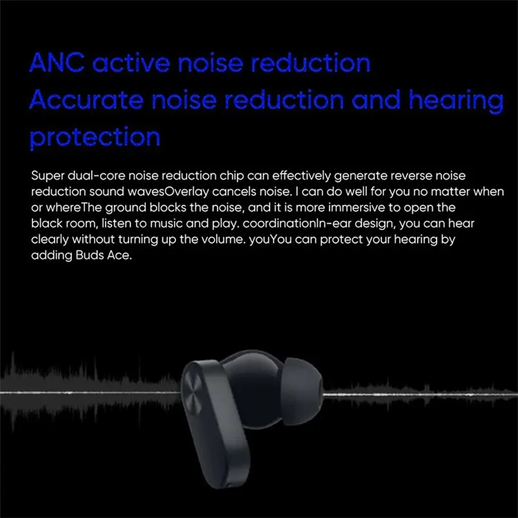 ONEPLUS Ace (E508A) TWS Bluetooth-compatible Headset Noise Canceling Gaming Music Earphone - Black