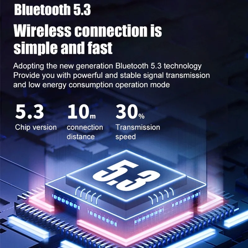 R12 Ear Clip Wireless Earbuds Bluetooth-compatible 5.3 Sports Earphones with Digital Display - White