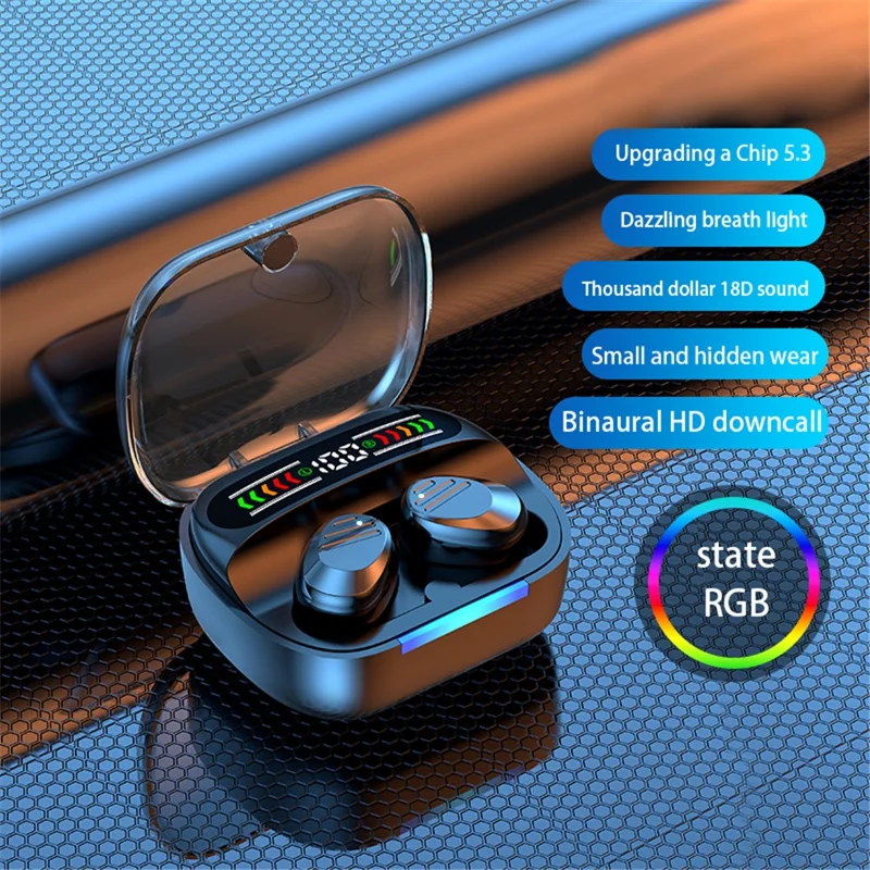 R13 1 Pair Bluetooth-compatible Headsets Wireless In-Ear Headphones Touch Control Earphones - Black