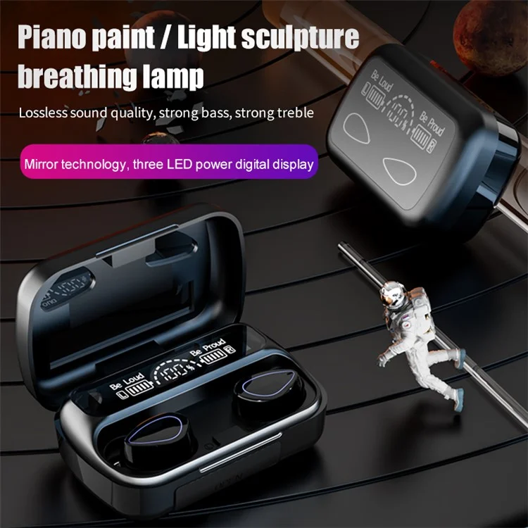 R10 Auriculares In-ear con pantalla digital, superficie espejada, inalámbricos con Bluetooth