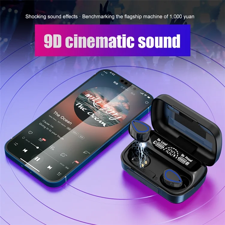 R10 Auriculares In-ear con pantalla digital, superficie espejada, inalámbricos con Bluetooth