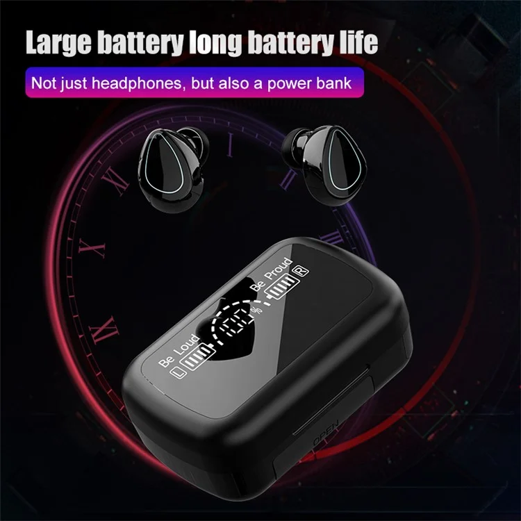 R10 Auriculares In-ear con pantalla digital, superficie espejada, inalámbricos con Bluetooth