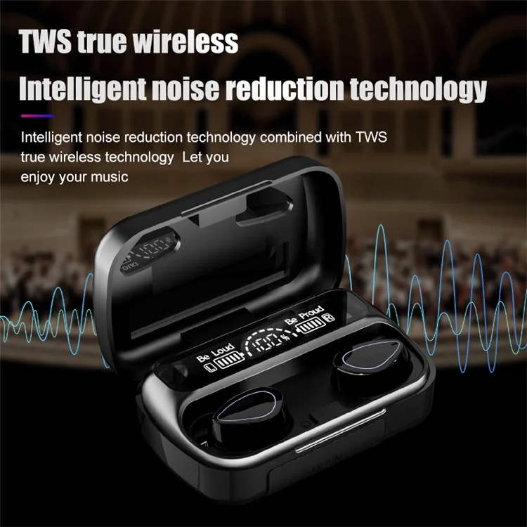 R10 Auriculares In-ear con pantalla digital, superficie espejada, inalámbricos con Bluetooth