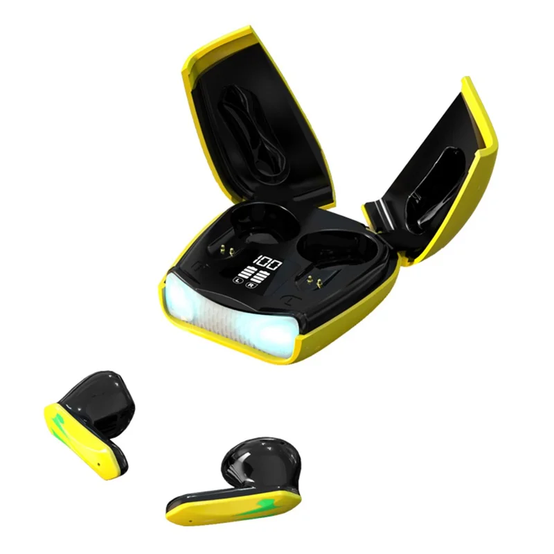 X16PRO TWS Bluetooth-compatible Earphone Music Gaming Headset with Scissors Shaped Door Charging Case - Yellow