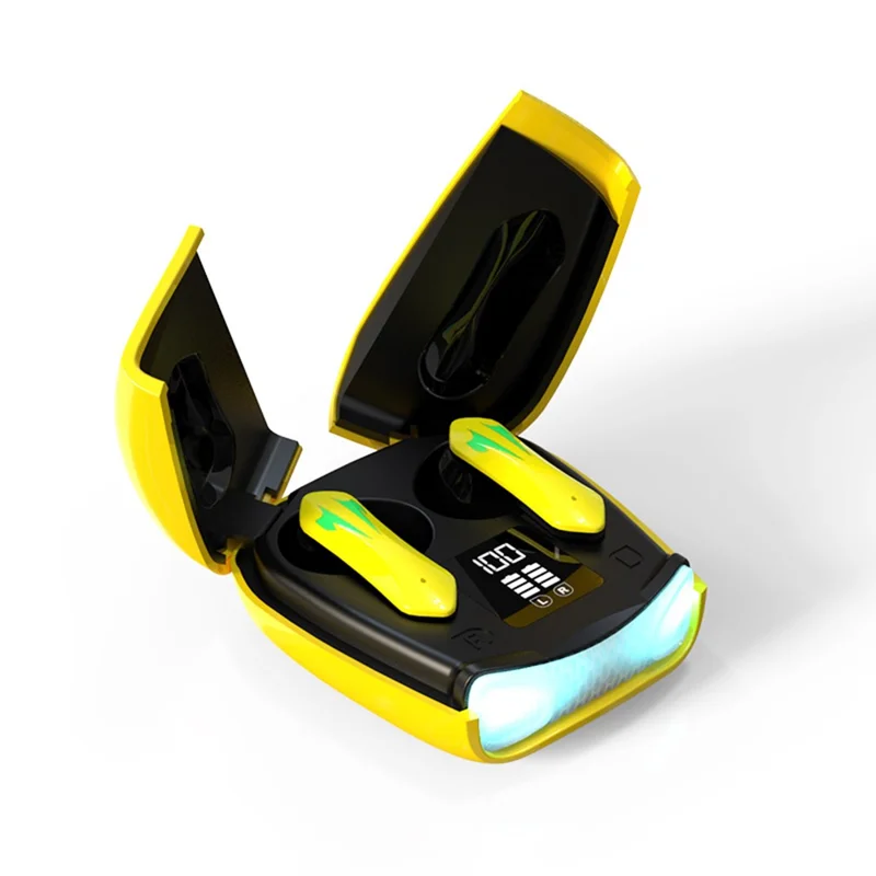 X16PRO TWS Bluetooth-compatible Earphone Music Gaming Headset with Scissors Shaped Door Charging Case - Yellow