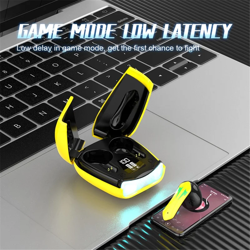 X16PRO TWS Bluetooth-compatible Earphone Music Gaming Headset with Scissors Shaped Door Charging Case - Black