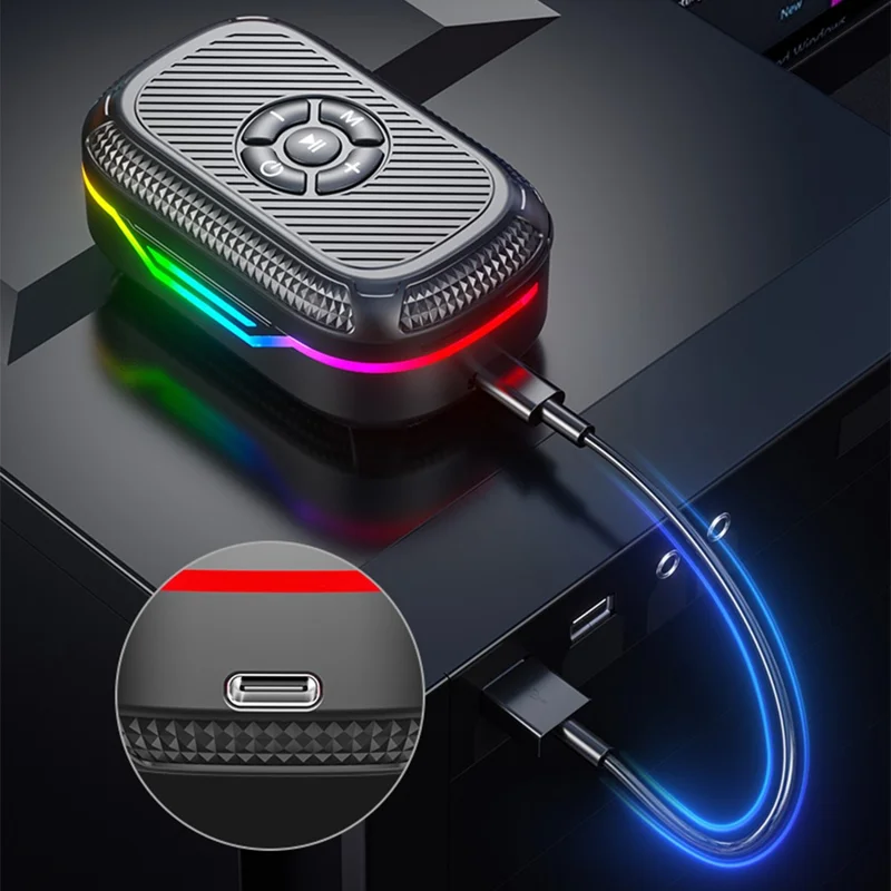 DX-15 MP3 Bluetooth Wireless Earphone RGB Light Clip-On Earbud Support TF Card Output