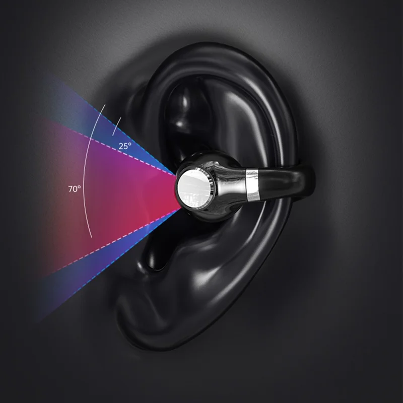 DX-15 MP3 Bluetooth Wireless Earphone RGB Light Clip-On Earbud Support TF Card Output