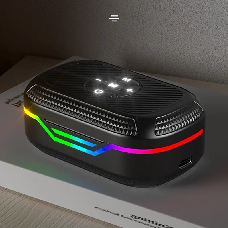 DX-15 MP3 Bluetooth Wireless Earphone RGB Light Clip-On Earbud Support TF Card Output