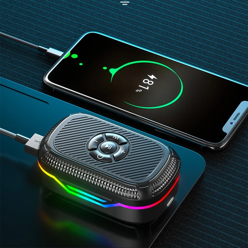 DX-15 MP3 Bluetooth Wireless Earphone RGB Light Clip-On Earbud Support TF Card Output