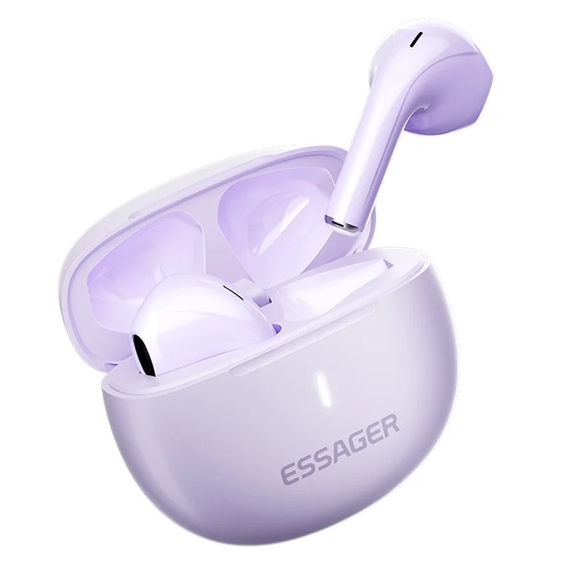 ESSAGER TWS Bluetooth-compatible Earphone HiFi Stereo Sound HD Calling Wireless Headset - Purple