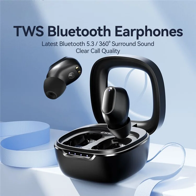 ESSAGER HiFi Stereo Sound In-ear Wireless Headphones Bluetooth-compatible 5.3 TWS Earphones - Black