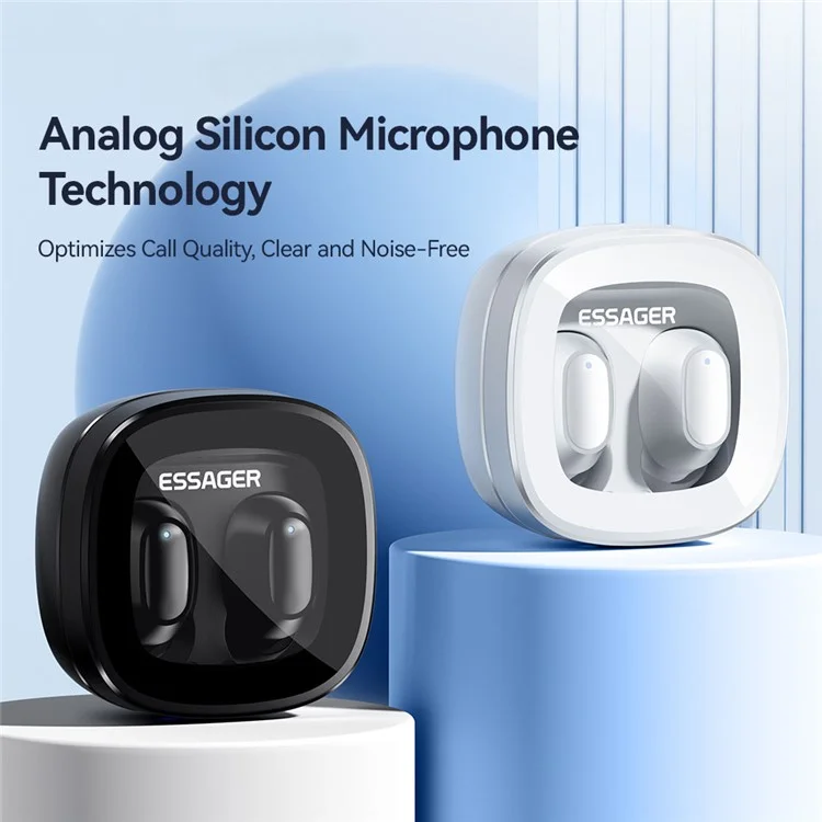 ESSAGER HiFi Stereo Sound In-ear Wireless Headphones Bluetooth-compatible 5.3 TWS Earphones - Black