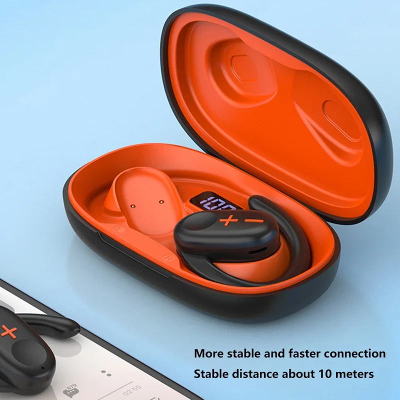 CELEBRAT W50 Rotatable Bluetooth-compatible Ear Hook Headset Wireless Sport HiFi Music Earphones - Black