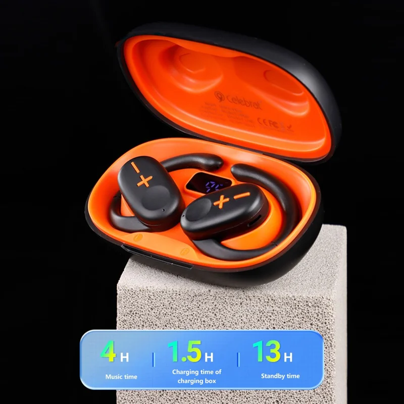 CELEBRAT W50 Rotatable Bluetooth-compatible Ear Hook Headset Wireless Sport HiFi Music Earphones - Black