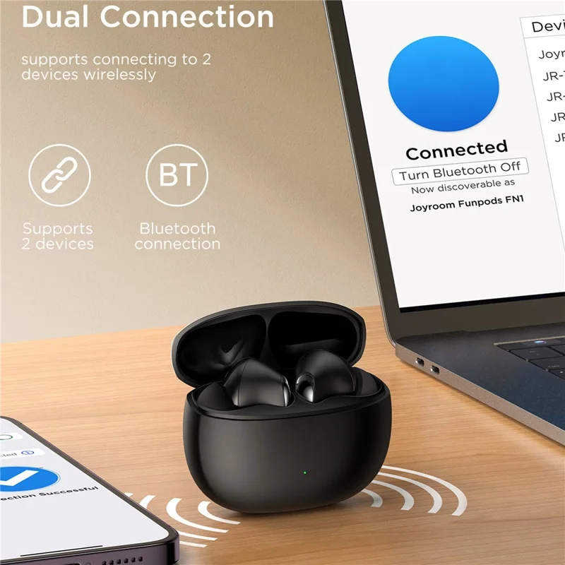 JOYROOM JR-FN1 TWS Earbuds ANC Noise Reduction Bluetooth-compatible 5.4 In-Ear Headphones - Black