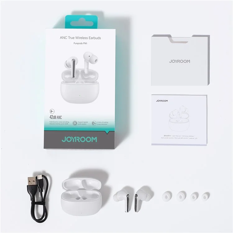 JOYROOM JR-FN1 TWS Earbuds ANC Noise Reduction Bluetooth-compatible 5.4 In-Ear Headphones - White