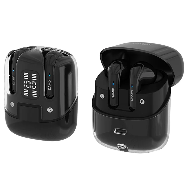 Auriculares inalámbricos con cancelación de ruido DX-16 Bluetooth 5.5 (4 unidades) con pantalla digital LED - Negro