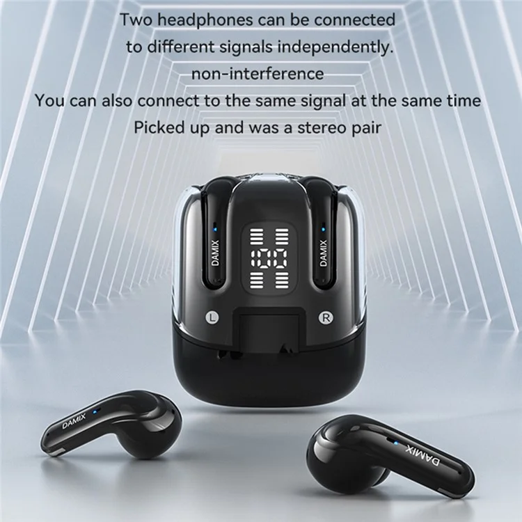 Auriculares inalámbricos con cancelación de ruido DX-16 Bluetooth 5.5 (4 unidades) con pantalla digital LED - Negro