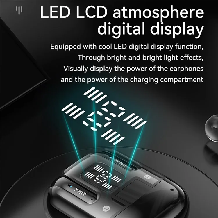 Auriculares inalámbricos con cancelación de ruido DX-16 Bluetooth 5.5 (4 unidades) con pantalla digital LED - Negro