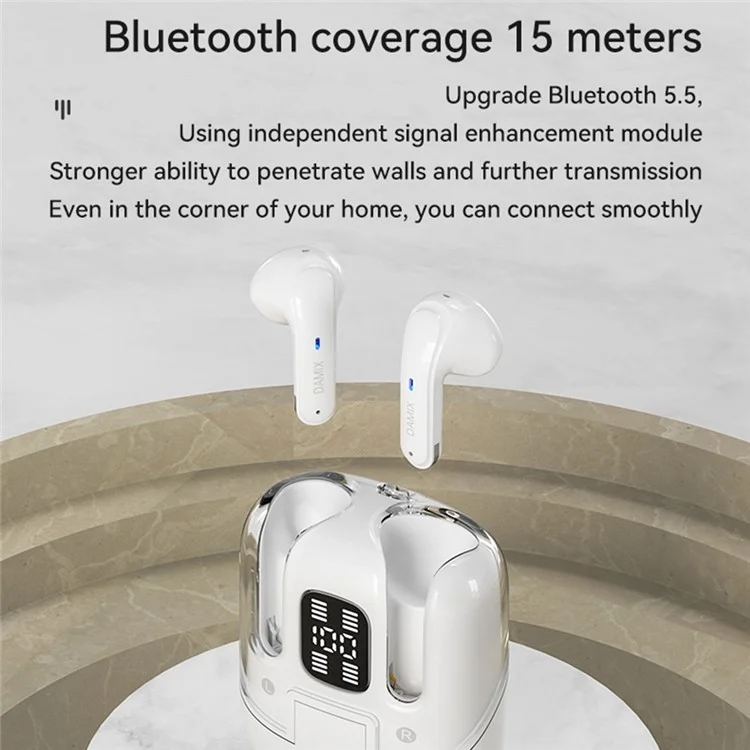 Auriculares inalámbricos con cancelación de ruido DX-16 Bluetooth 5.5 (4 unidades) con pantalla digital LED - Negro