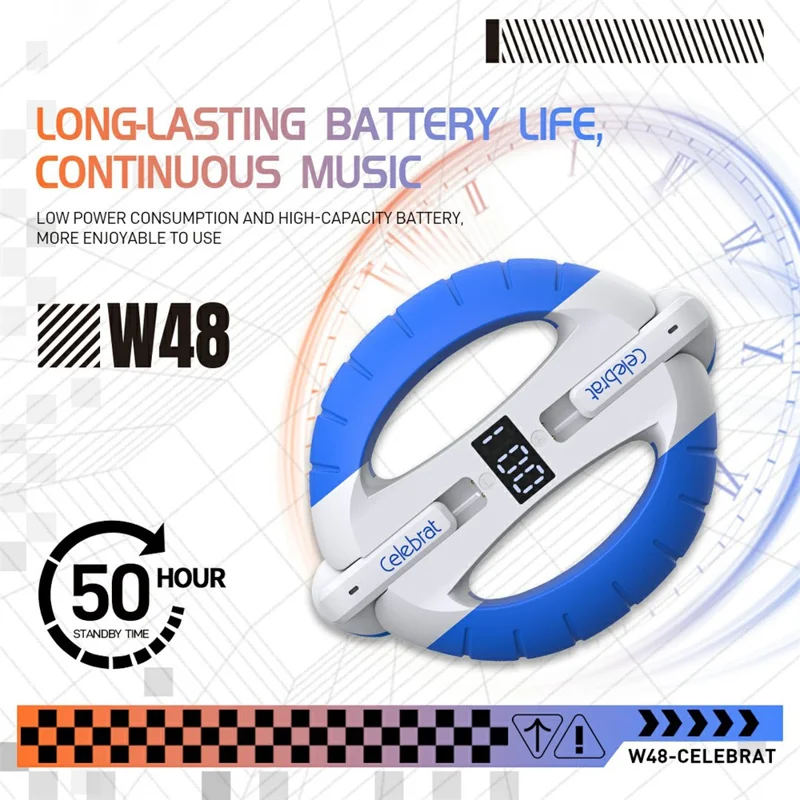 CELEBRAT W48 Auriculares Inalámbricos Bluetooth Estéreo Apretador de Mano (Certificado CE) - Blanco 