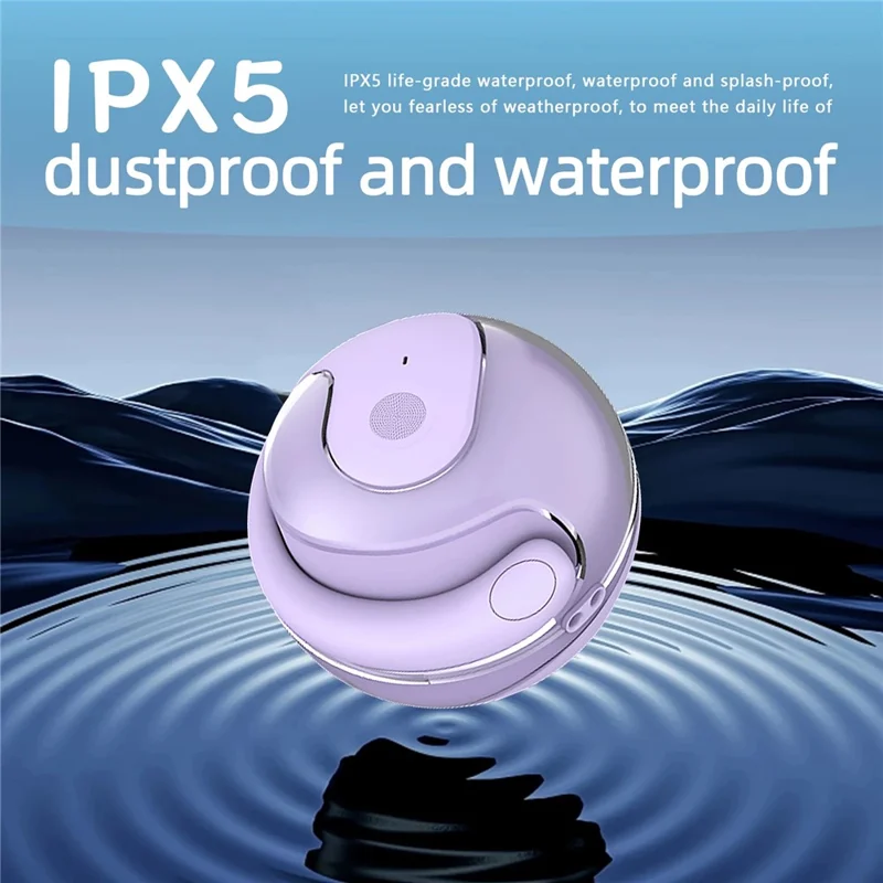 Coconut Ball Design TWS Bluetooth-compatible Earphone Bone Conduction Ear Hanging Stereo Music Headset - Black