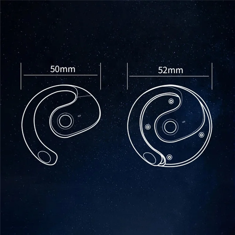 Coconut Ball Design TWS Bluetooth-compatible Earphone Bone Conduction Ear Hanging Stereo Music Headset - Black