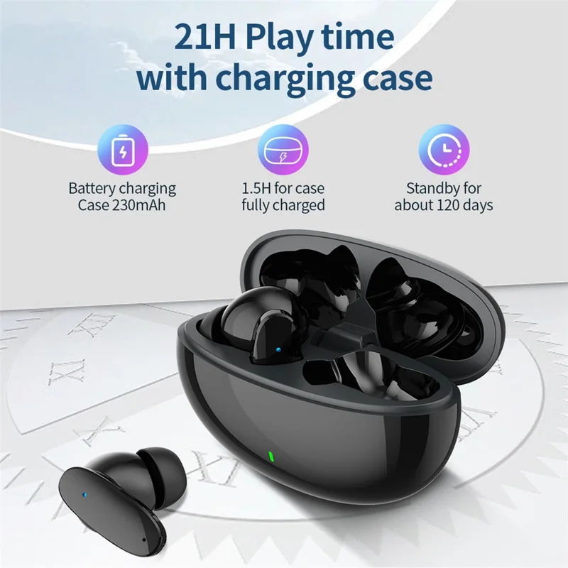 CELEBRAT W24 TWS Bluetooth-compatible 5.3 Earphone Stereo Sound HD Calling Wireless Headset (CE Certified) - Black