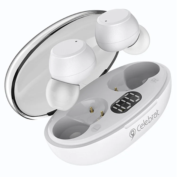 CELEBRAT W32 Auriculares Bluetooth 5.2 TWS Transparentes Estéreo Reducción de Ruido Auricular Certificación CE - Blanco
