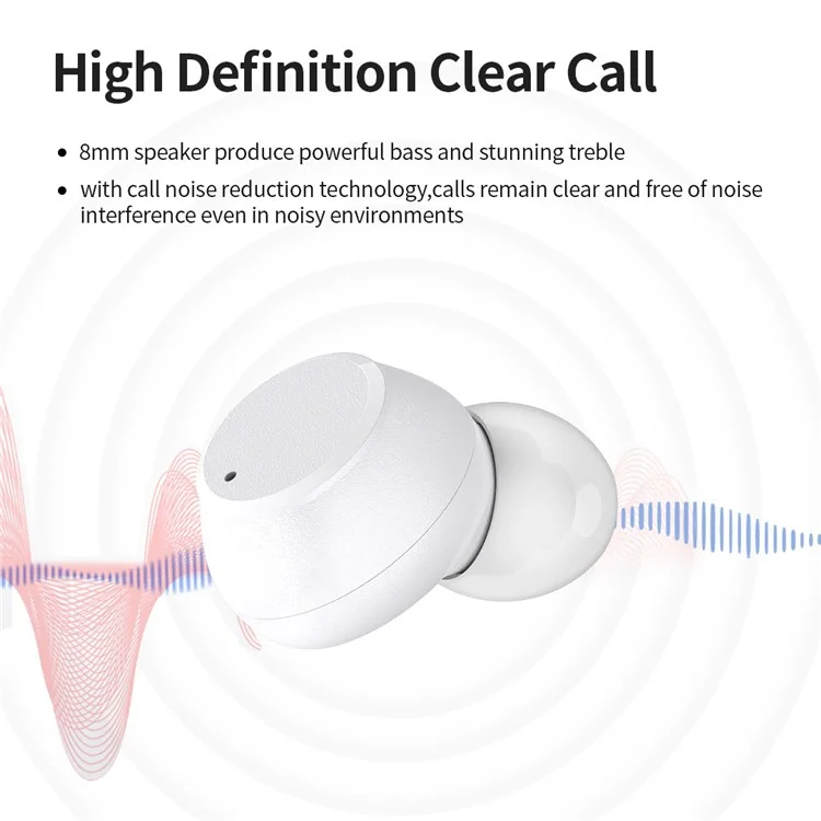 CELEBRAT W32 Auriculares Bluetooth 5.2 TWS Transparentes Estéreo Reducción de Ruido Auricular Certificación CE - Blanco