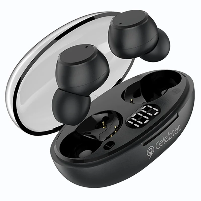 CELEBRAT W32 Bluetooth-compatible 5.2 TWS Earphone Transparent Stereo Noise Reduction Headset CE Certification - Black