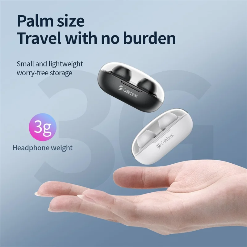 CELEBRAT W32 Bluetooth-compatible 5.2 TWS Earphone Transparent Stereo Noise Reduction Headset CE Certification - Black