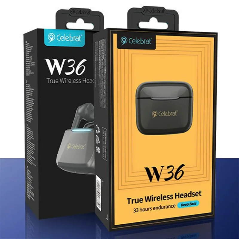 CELEBRAT W36 Наушники Bluetooth True Wireless с функцией шумоподавления и режимами Музыка/Игры (Сертификат CE) 
