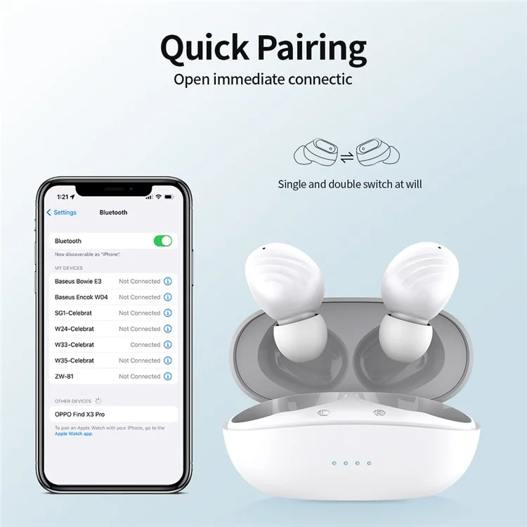 CELEBRAT W33 TWS Bluetooth In-Ear Auricular Heavy Bass HiFi Music Wireless Auricular (CE Certificado) - Blanco