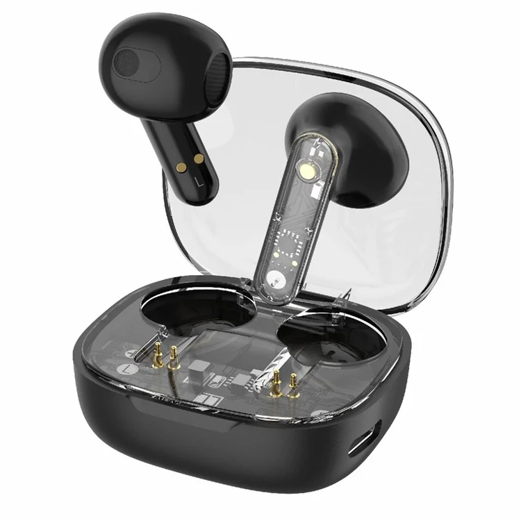 CELEBRAT W38 Écouteurs Bluetooth Stéréo Musique sans fil à Transparence (Certifié CE) - Noir
