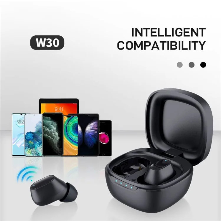 CELEBRAT W30 TWS Bluetooth-compatible Earbuds In-Ear Noise Cancelling Wireless Headset (With CE Certification) - Black