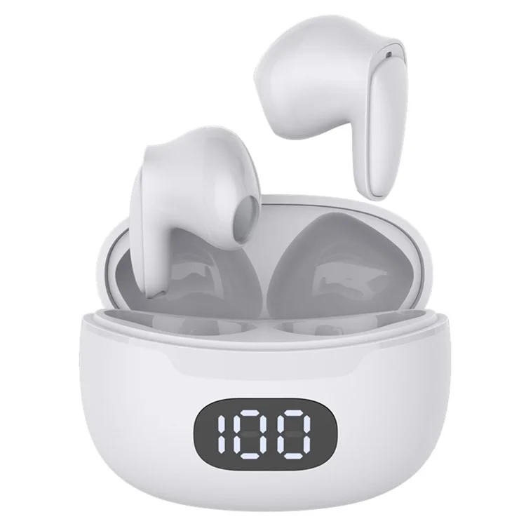 CELEBRAT W34 Casque Bluetooth 5.3 ENC Annulation du bruit Écouteurs True Wireless Affichage numérique Écouteurs intra-auriculaires (Certifié CE) - Blanc