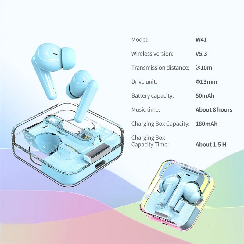 CELEBRAT W41 TWS Bluetooth In-ear Наушники Стереомузыка Беспроводные наушники с прозрачным зарядным чехлом (сертификат CE) - Зелёный