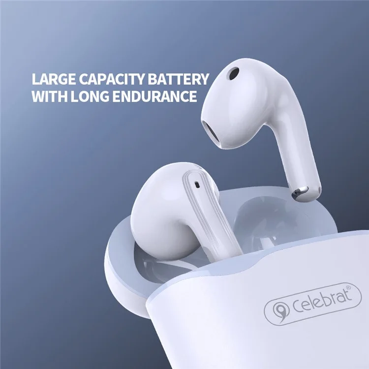 CELEBRAT W19 Semi-In-Ear Écouteurs Bluetooth Stéréo Musique Gaming Casque Sans Fil (Certifié CE) - Blanc