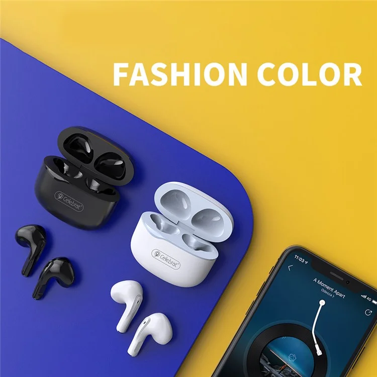 CELEBRAT W19 Semi-In-Ear Écouteurs Bluetooth Stéréo Musique Gaming Casque Sans Fil (Certifié CE) - Blanc