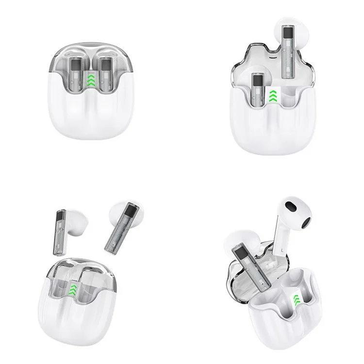CELEBRAT W27 Écouteur Bluetooth à Réduction de Bruit sans Fil Transparent (Certifié CE) - Blanc