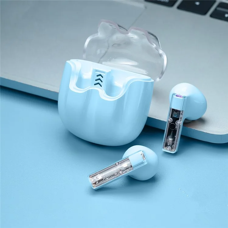 CELEBRAT W27 Auriculares Bluetooth TWS Transparentes Reducción de Ruido Auricular Inalámbrico (Certificado CE) - Azul