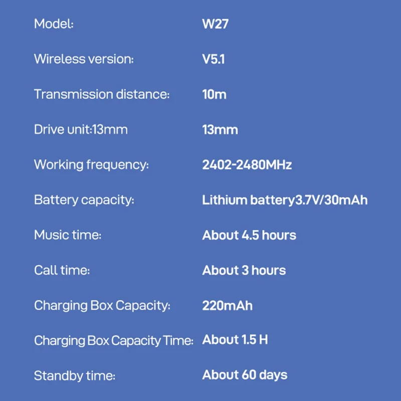 CELEBRAT W27 Transparent TWS Bluetooth-compatible Earphone Noise Reduction Wireless Headset (CE Certified) - Black
