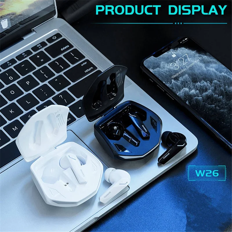 CELEBRAT W26 Bluetooth-compatible Earphone Breathing Light E-Sports Noise Reduction Wireless Headset (CE Certified) - Black