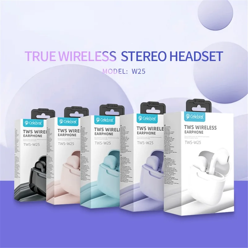 CELEBRAT W25 Semi-in-ear Stereo Earphones Wireless Bluetooth-compatible Headset (CE Certified) - Black