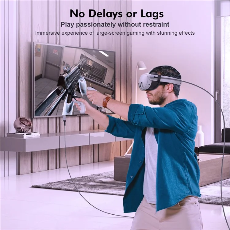 AMVR TYLC7 Cabo de Dados para Óculos de VR de 5m com Cotovelo Tipo-C USB3.2 Trançado e Cabo de Carregamento Tipo-C