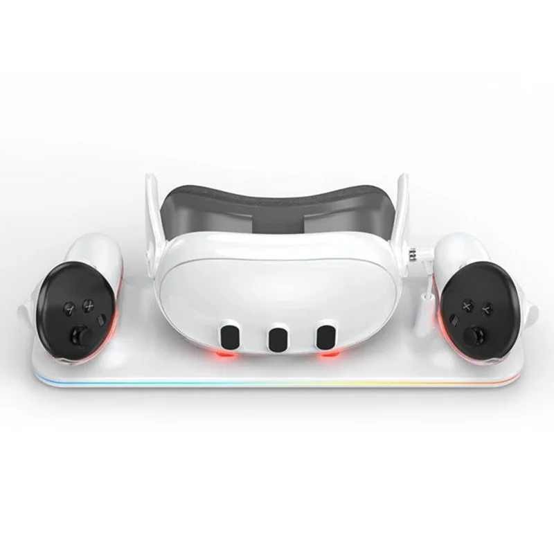 Charger Station for Meta Quest 3 VR Headset and Double Controller Charging Dock - White