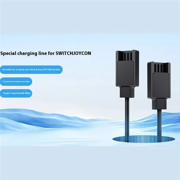 Câble de charge 2 en 1 SW266 pour Nintendo Switch Joy-Con, cordon de charge USB d'une longueur de 2,5 m